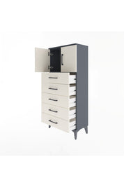 Arges Dolap Tek Raflı 4 Çekmeceli 2 Kapaklı 60x30x134 - S17M125V4A