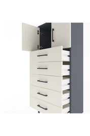 Arges Dolap Tek Raflı 4 Çekmeceli 2 Kapaklı 60x30x134 - S17M125V4A