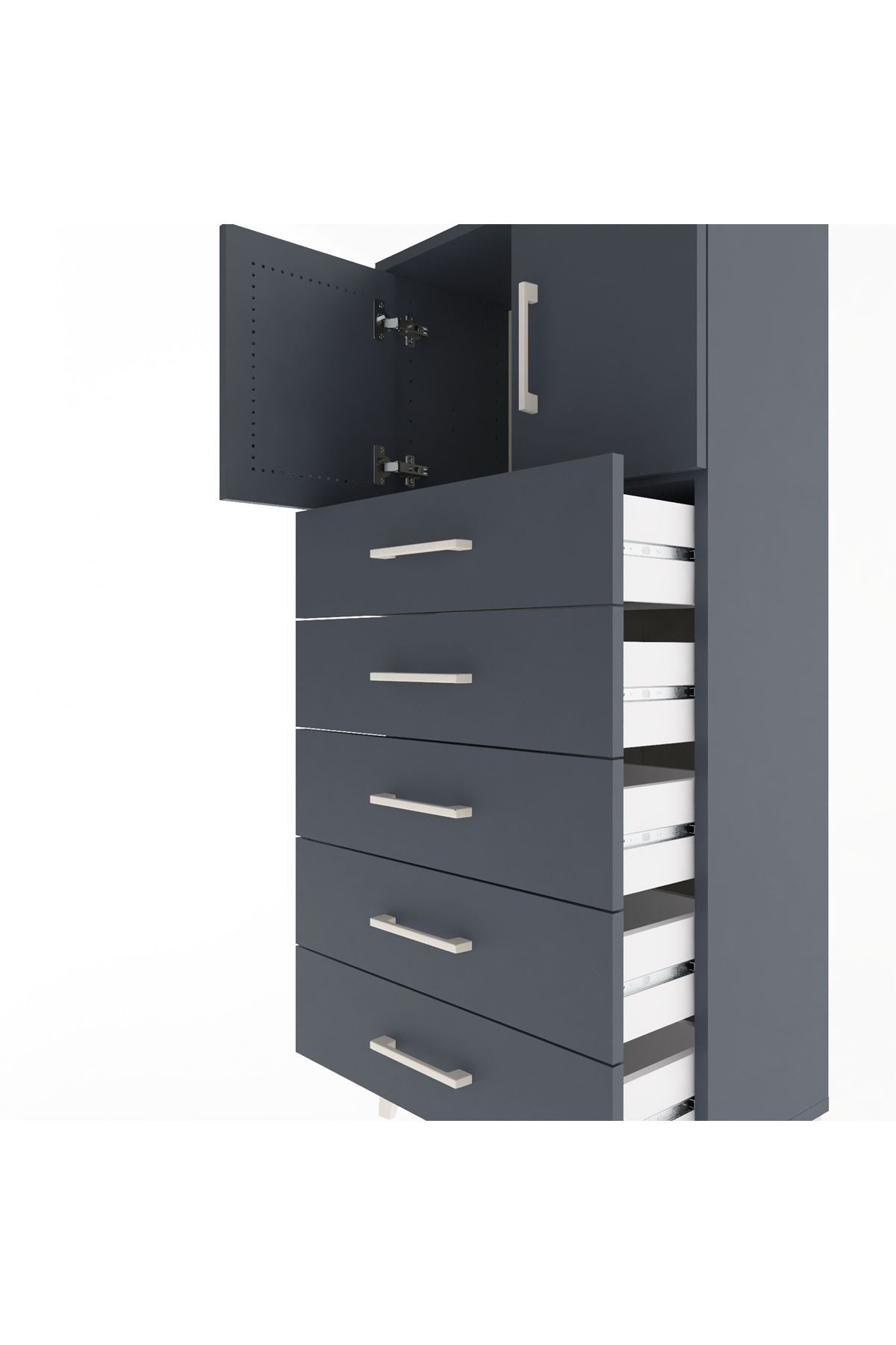 Arges Dolap Tek Raflı 4 Çekmeceli 2 Kapaklı 60x30x134 - S17M125V5A