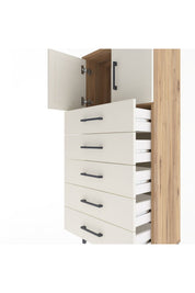 Arges Dolap Tek Raflı 4 Çekmeceli 2 Kapaklı 60x30x134 - S17M125V7A