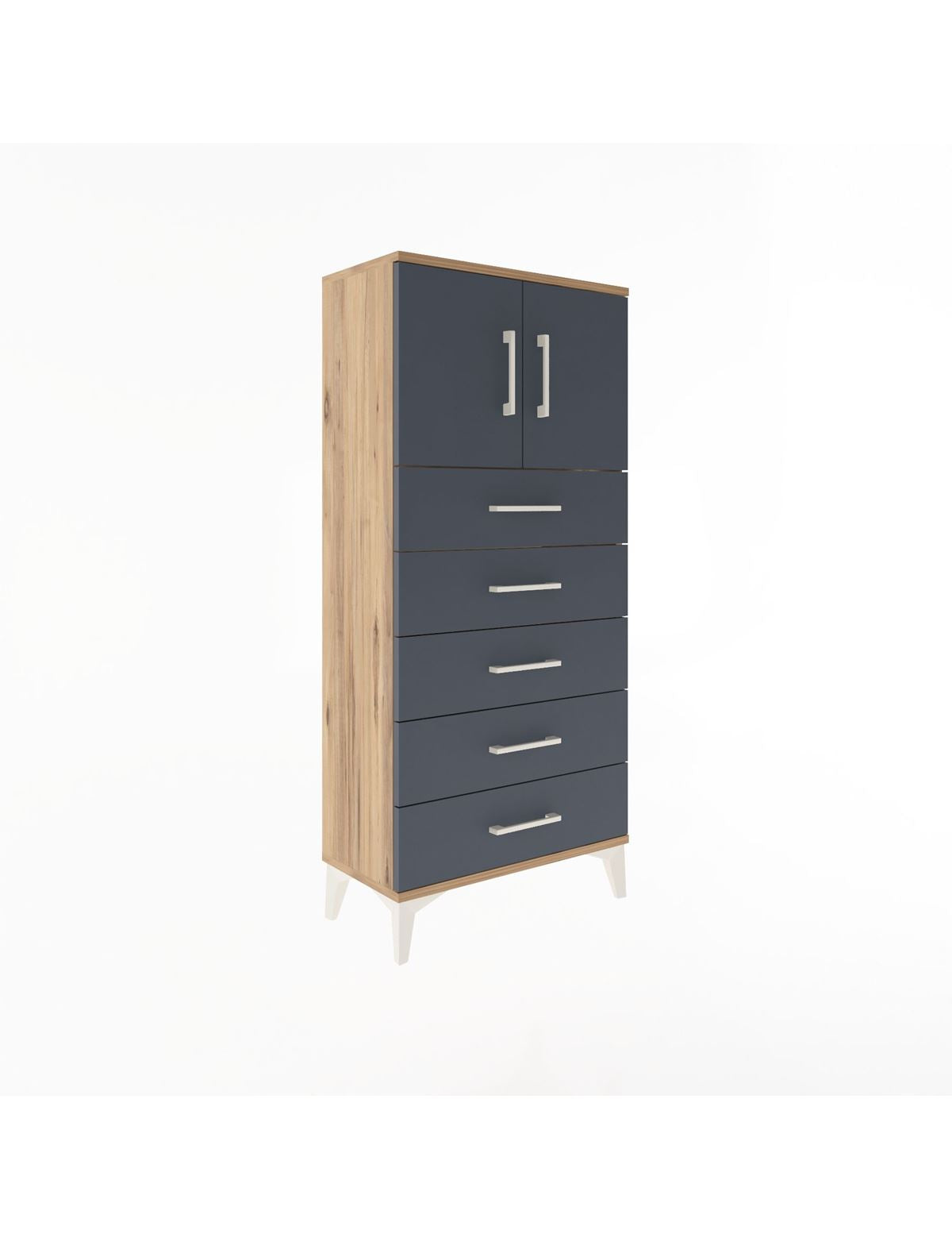 Arges Dolap Tek Raflı 4 Çekmeceli 2 Kapaklı 60x30x134 - S17M125V8A