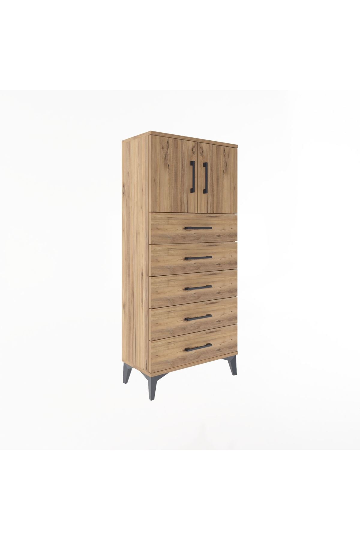 Arges Dolap Tek Raflı 4 Çekmeceli 2 Kapaklı 60x30x134 - S17M125V9A