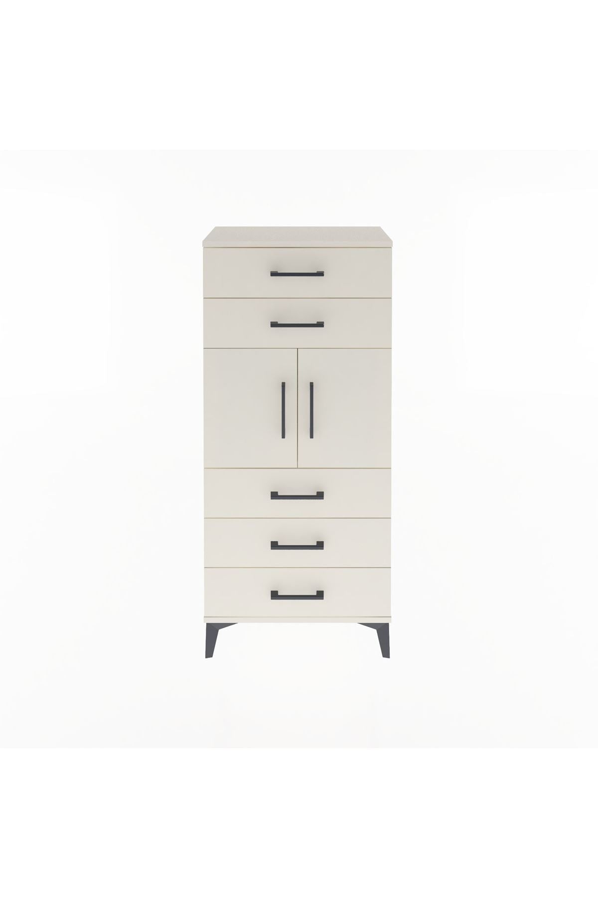 Arges Dolap Tek Raflı 5 Çekmeceli 2 Kapaklı 60x30x134 - S17M126V1A