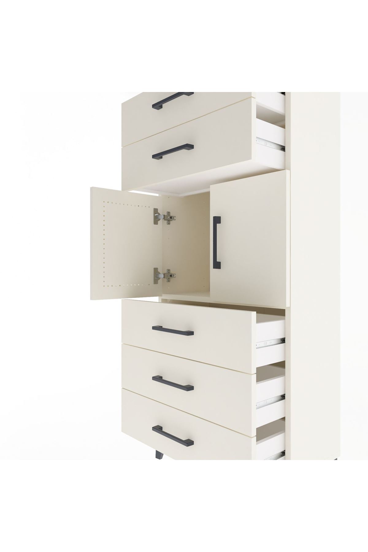 Arges Dolap Tek Raflı 5 Çekmeceli 2 Kapaklı 60x30x134 - S17M126V1A