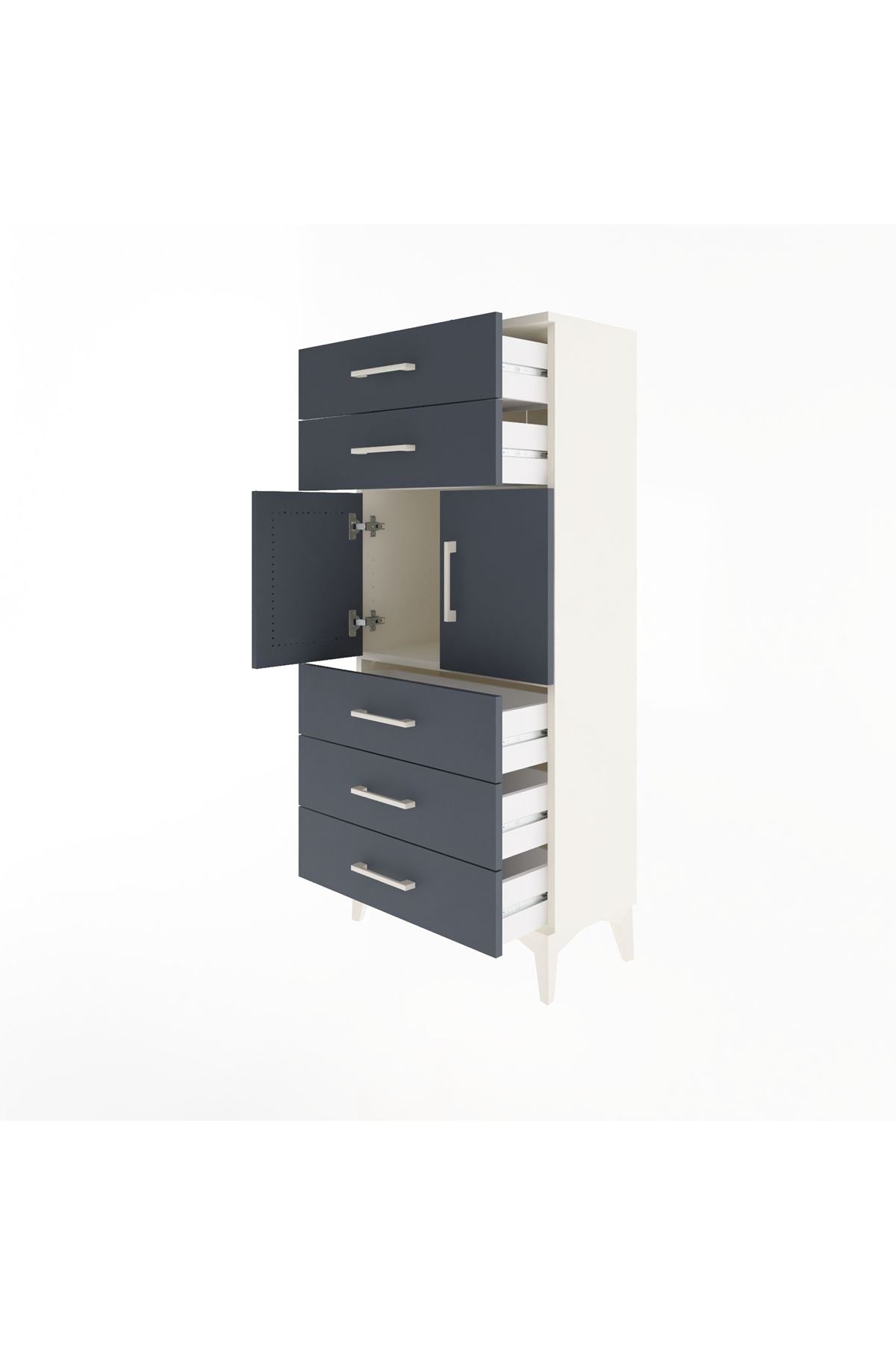Arges Dolap Tek Raflı 5 Çekmeceli 2 Kapaklı 60x30x134 - S17M126V2A
