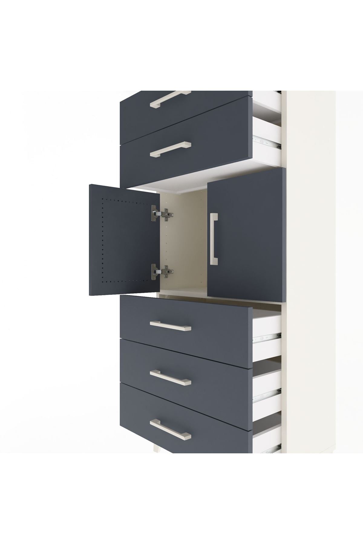 Arges Dolap Tek Raflı 5 Çekmeceli 2 Kapaklı 60x30x134 - S17M126V2A