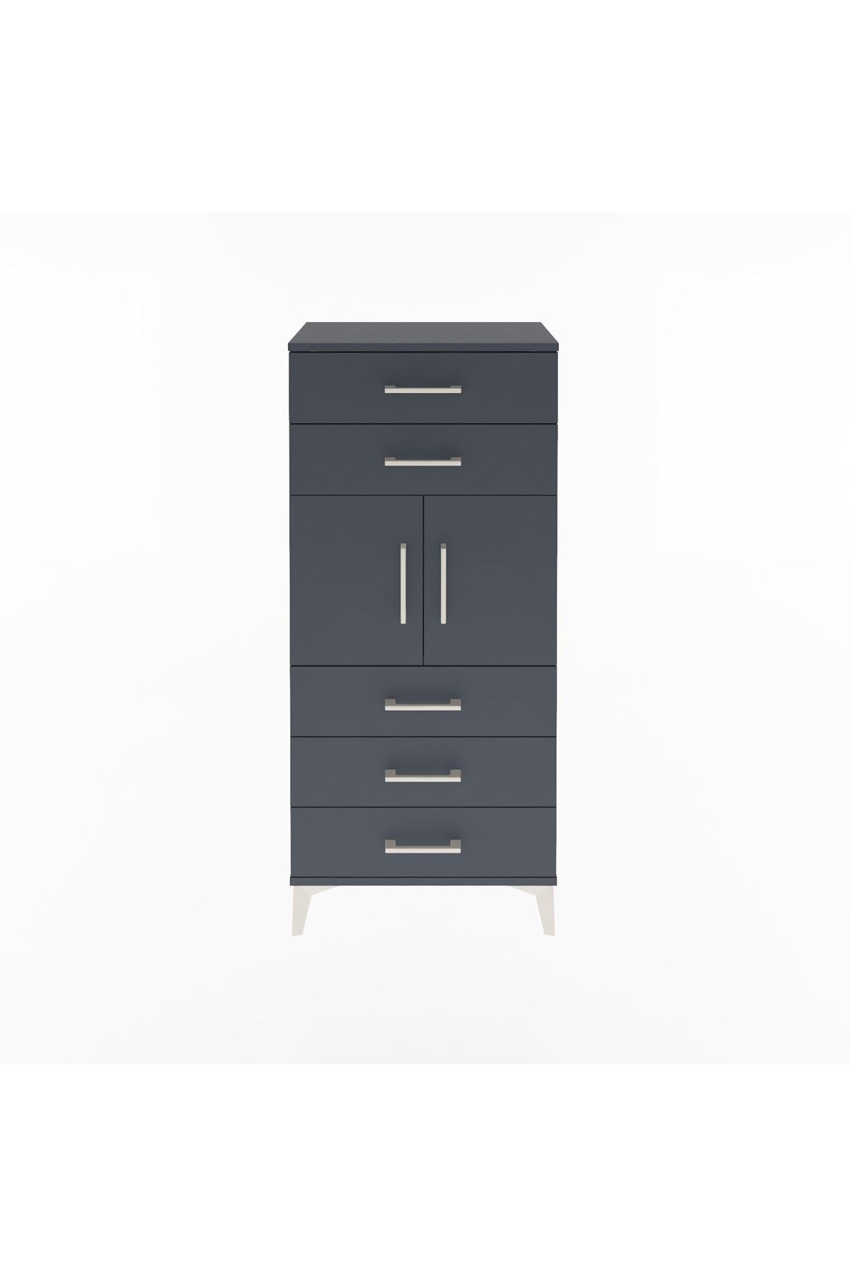 Arges Dolap Tek Raflı 5 Çekmeceli 2 Kapaklı 60x30x134 - S17M126V5A