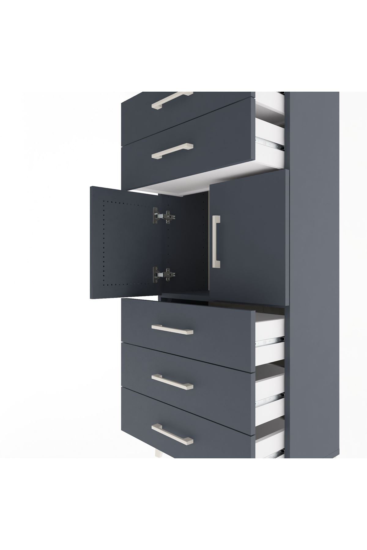Arges Dolap Tek Raflı 5 Çekmeceli 2 Kapaklı 60x30x134 - S17M126V5A