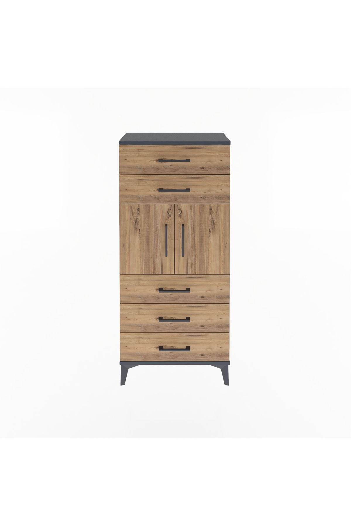 Arges Dolap Tek Raflı 5 Çekmeceli 2 Kapaklı 60x30x134 - S17M126V6A