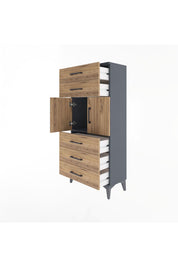 Arges Dolap Tek Raflı 5 Çekmeceli 2 Kapaklı 60x30x134 - S17M126V6A