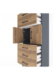 Arges Dolap Tek Raflı 5 Çekmeceli 2 Kapaklı 60x30x134 - S17M126V6A