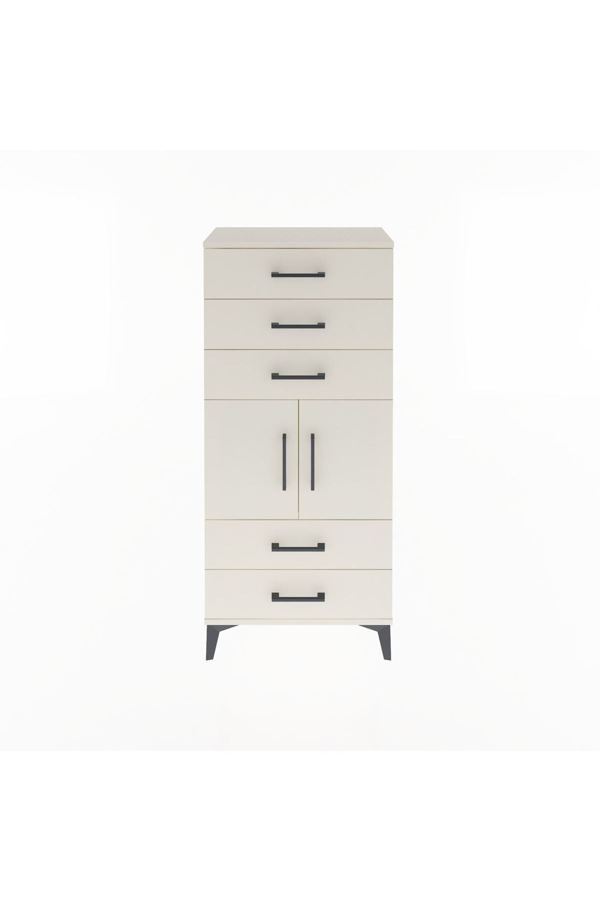 Arges Dolap Tek Raflı 5 Çekmeceli 2 Kapaklı 60x30x134 - S17M127V1A