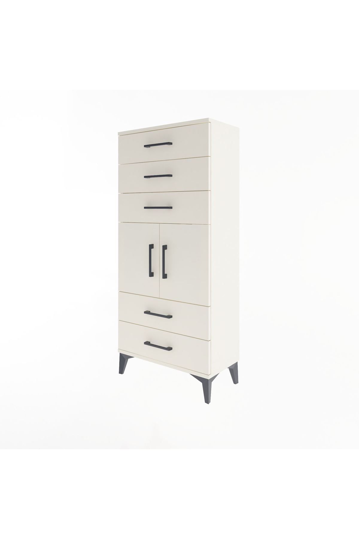 Arges Dolap Tek Raflı 5 Çekmeceli 2 Kapaklı 60x30x134 - S17M127V1A
