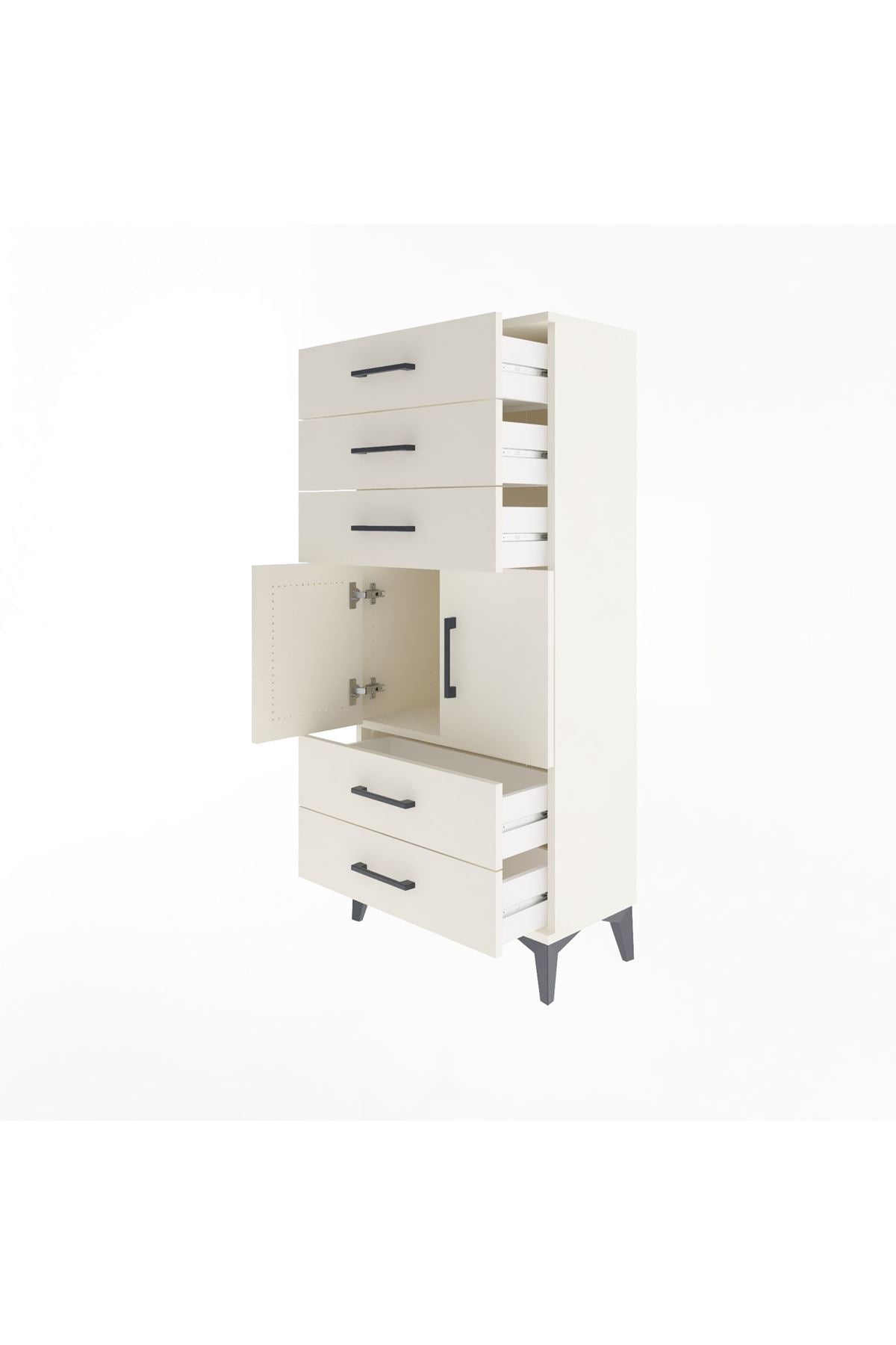 Arges Dolap Tek Raflı 5 Çekmeceli 2 Kapaklı 60x30x134 - S17M127V1A