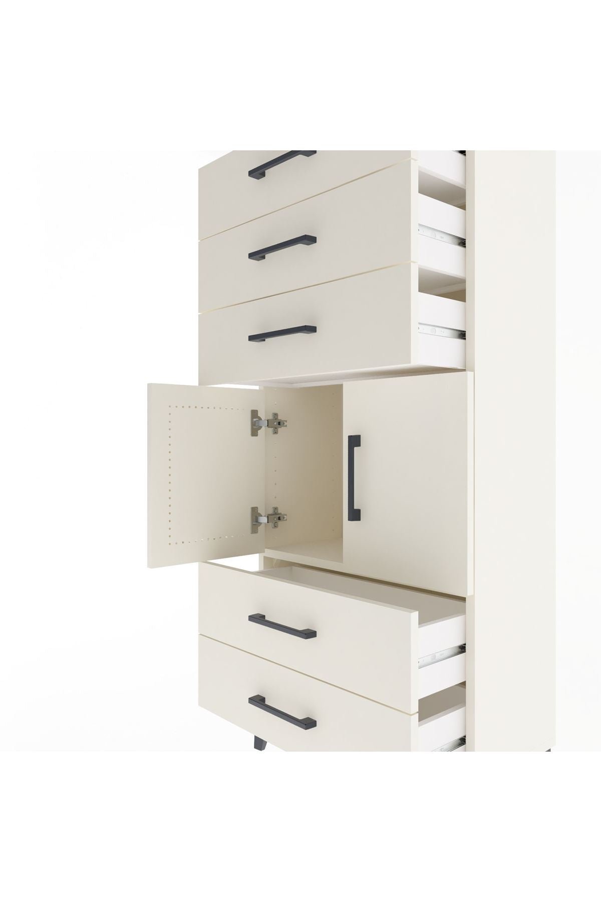 Arges Dolap Tek Raflı 5 Çekmeceli 2 Kapaklı 60x30x134 - S17M127V1A