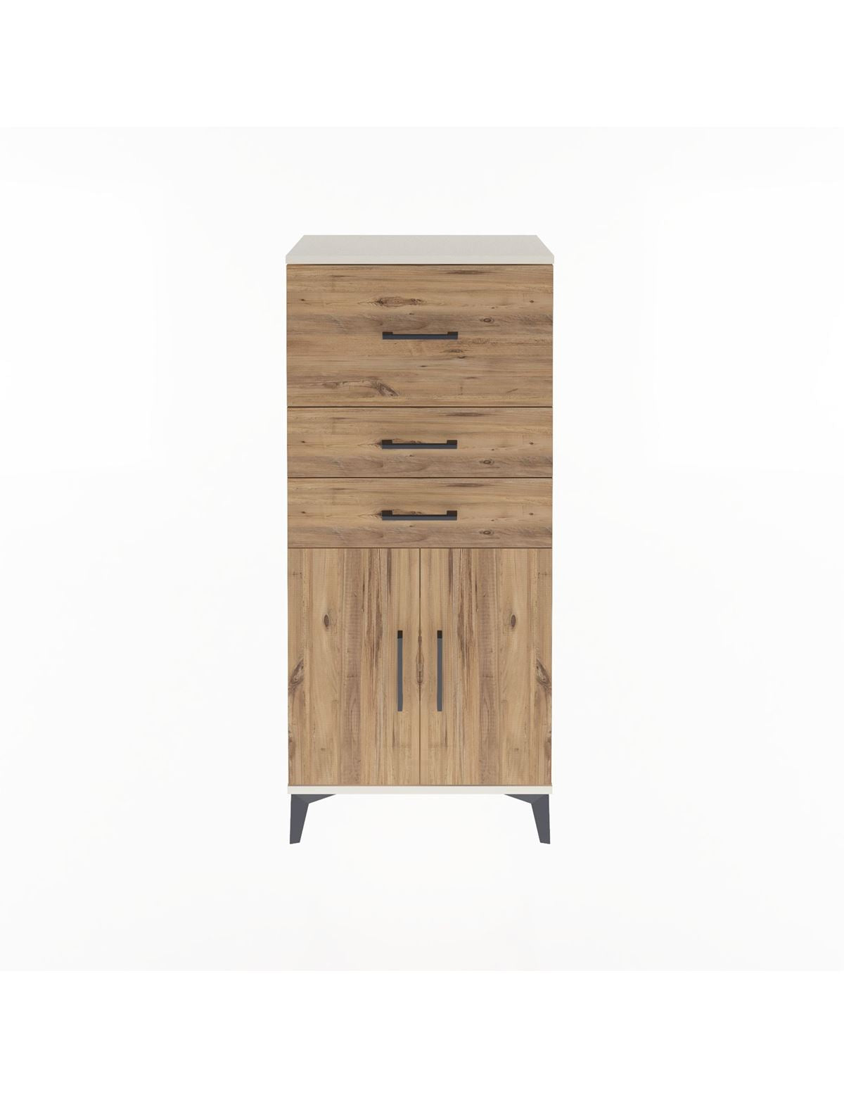 Arges Dolap Tek Raflı 3 Çekmeceli 2 Kapaklı 60x30x134 - S17M090V3A