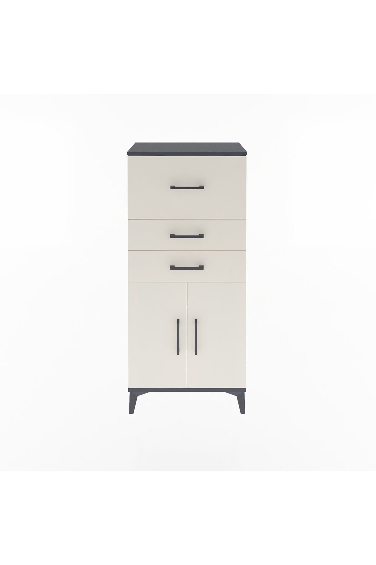 Arges Dolap Tek Raflı 3 Çekmeceli 2 Kapaklı 60x30x134 - S17M090V4A