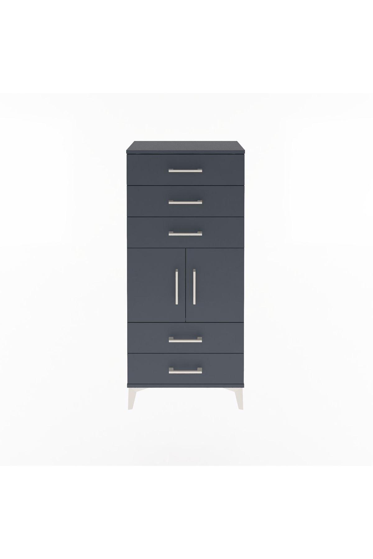 Arges Dolap Tek Raflı 5 Çekmeceli 2 Kapaklı 60x30x134 - S17M127V5A