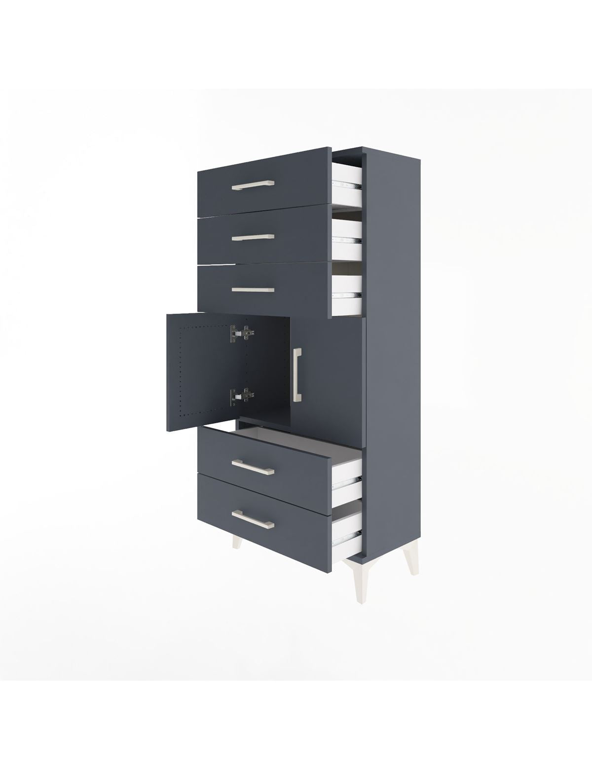 Arges Dolap Tek Raflı 5 Çekmeceli 2 Kapaklı 60x30x134 - S17M127V5A