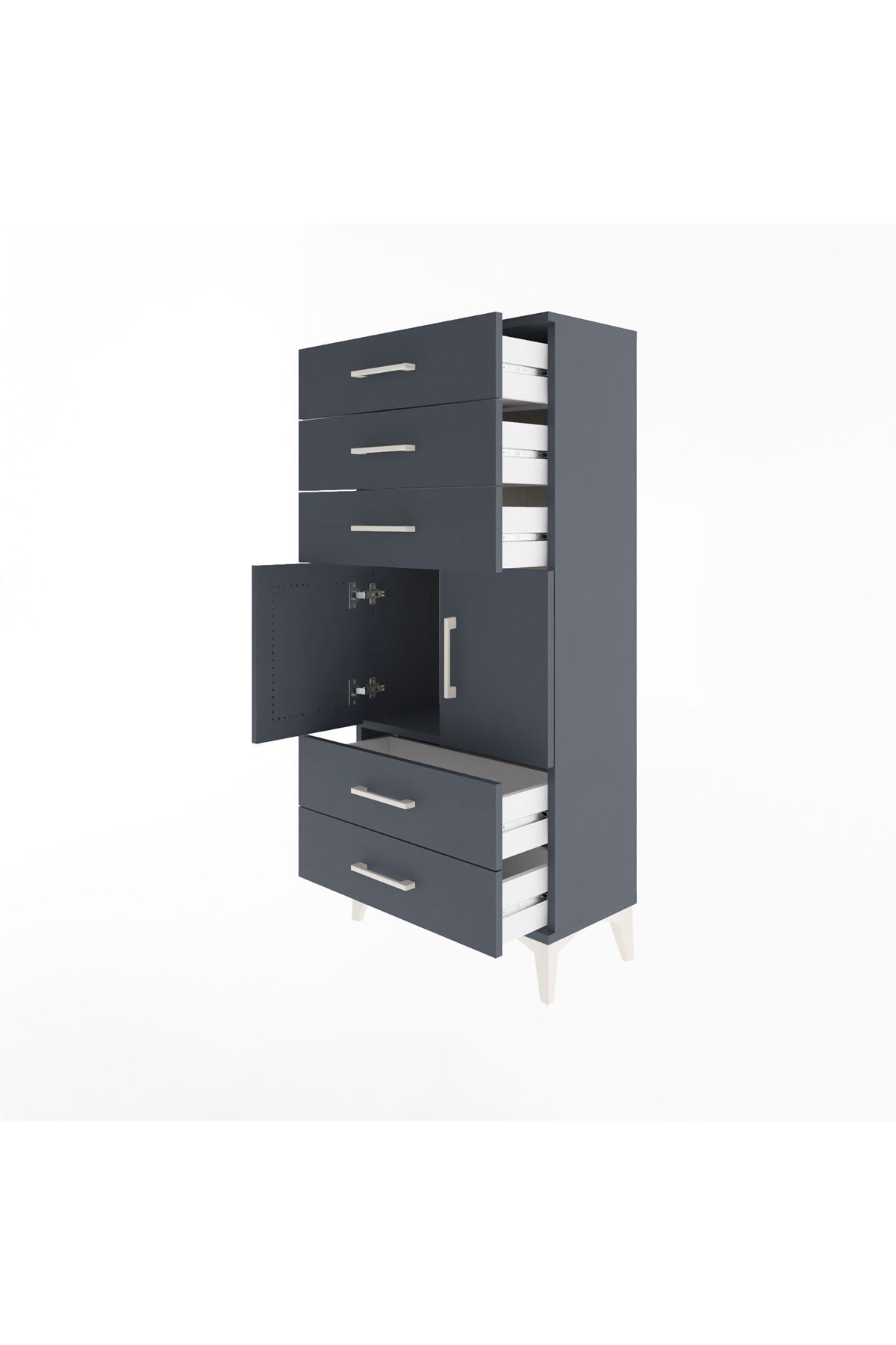 Arges Dolap Tek Raflı 5 Çekmeceli 2 Kapaklı 60x30x134 - S17M127V5A
