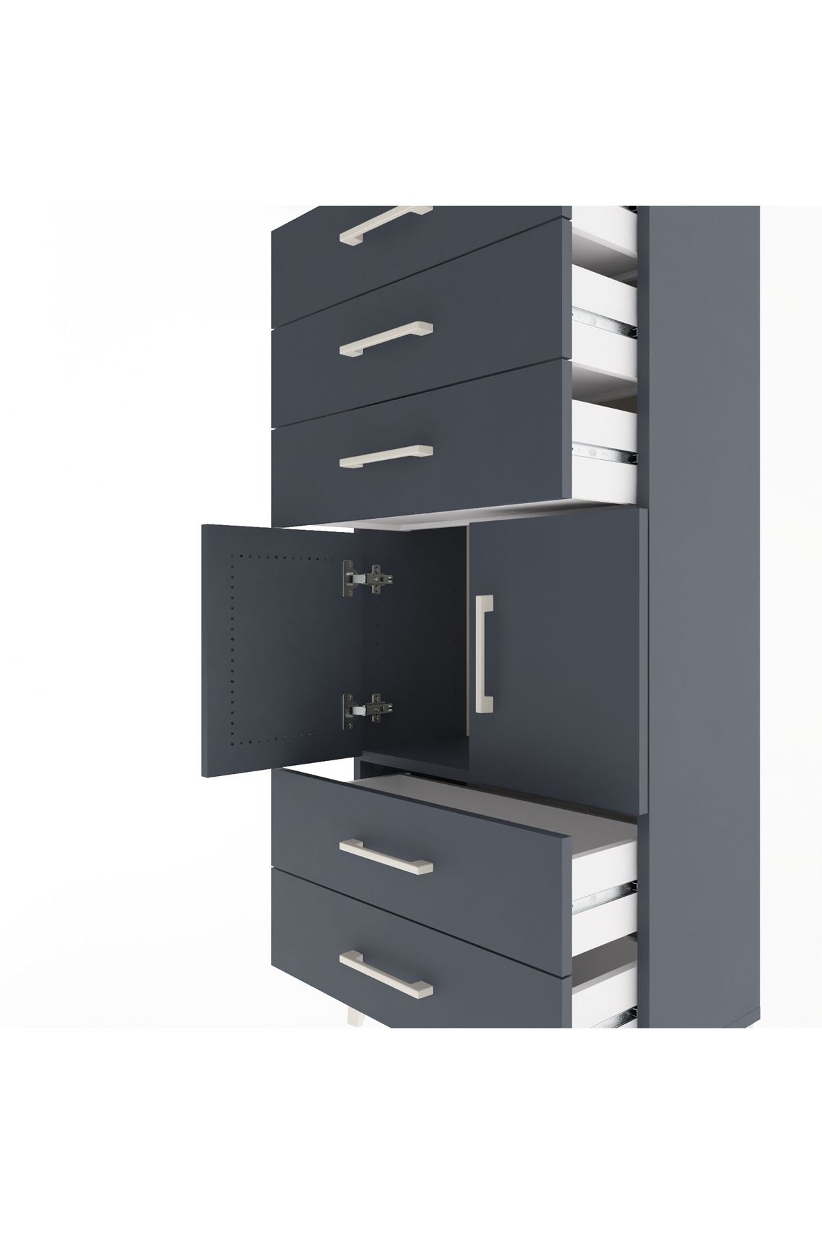 Arges Dolap Tek Raflı 5 Çekmeceli 2 Kapaklı 60x30x134 - S17M127V5A