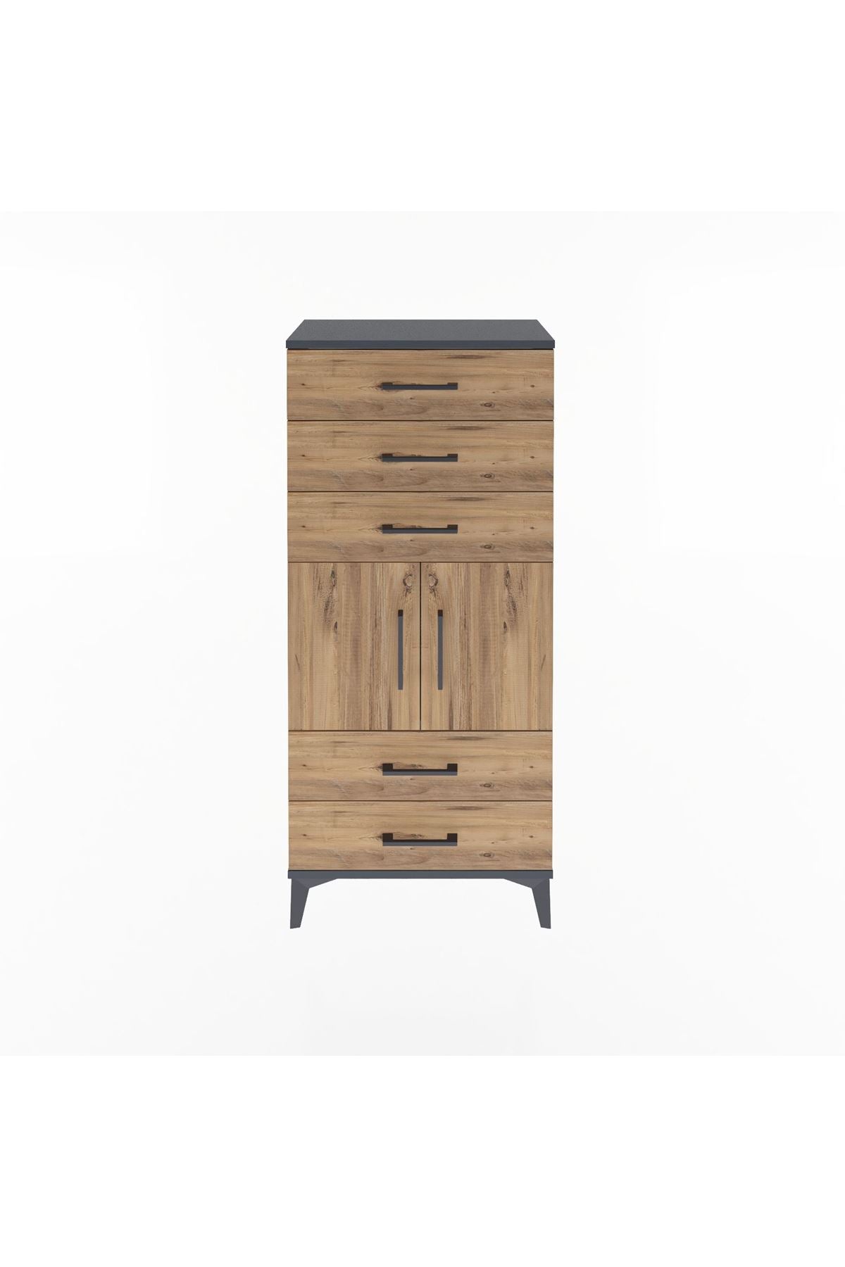 Arges Dolap Tek Raflı 5 Çekmeceli 2 Kapaklı 60x30x134 - S17M127V6A