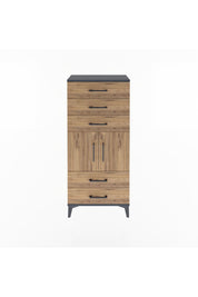 Arges Dolap Tek Raflı 5 Çekmeceli 2 Kapaklı 60x30x134 - S17M127V6A