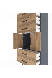 Arges Dolap Tek Raflı 5 Çekmeceli 2 Kapaklı 60x30x134 - S17M127V6A