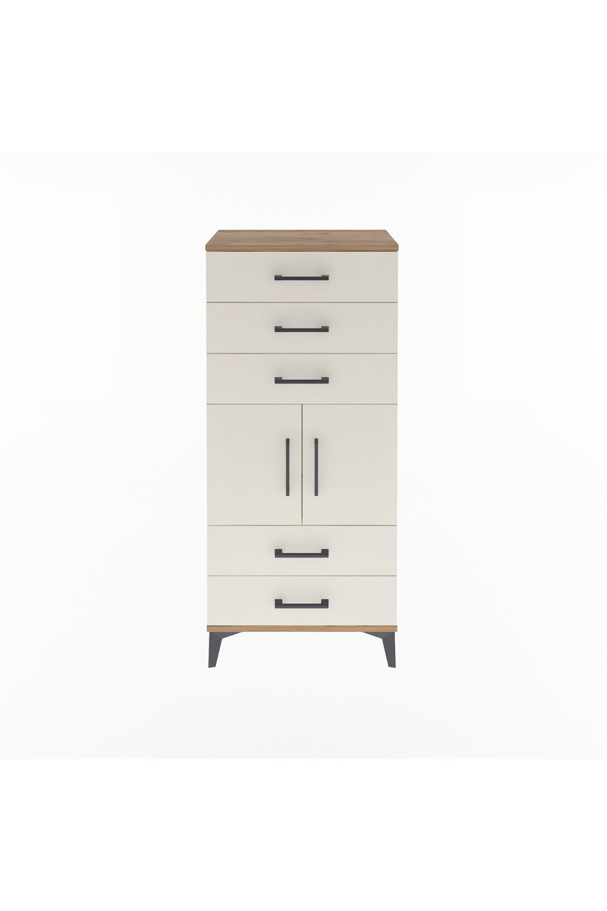 Arges Dolap Tek Raflı 5 Çekmeceli 2 Kapaklı 60x30x134 - S17M127V7A