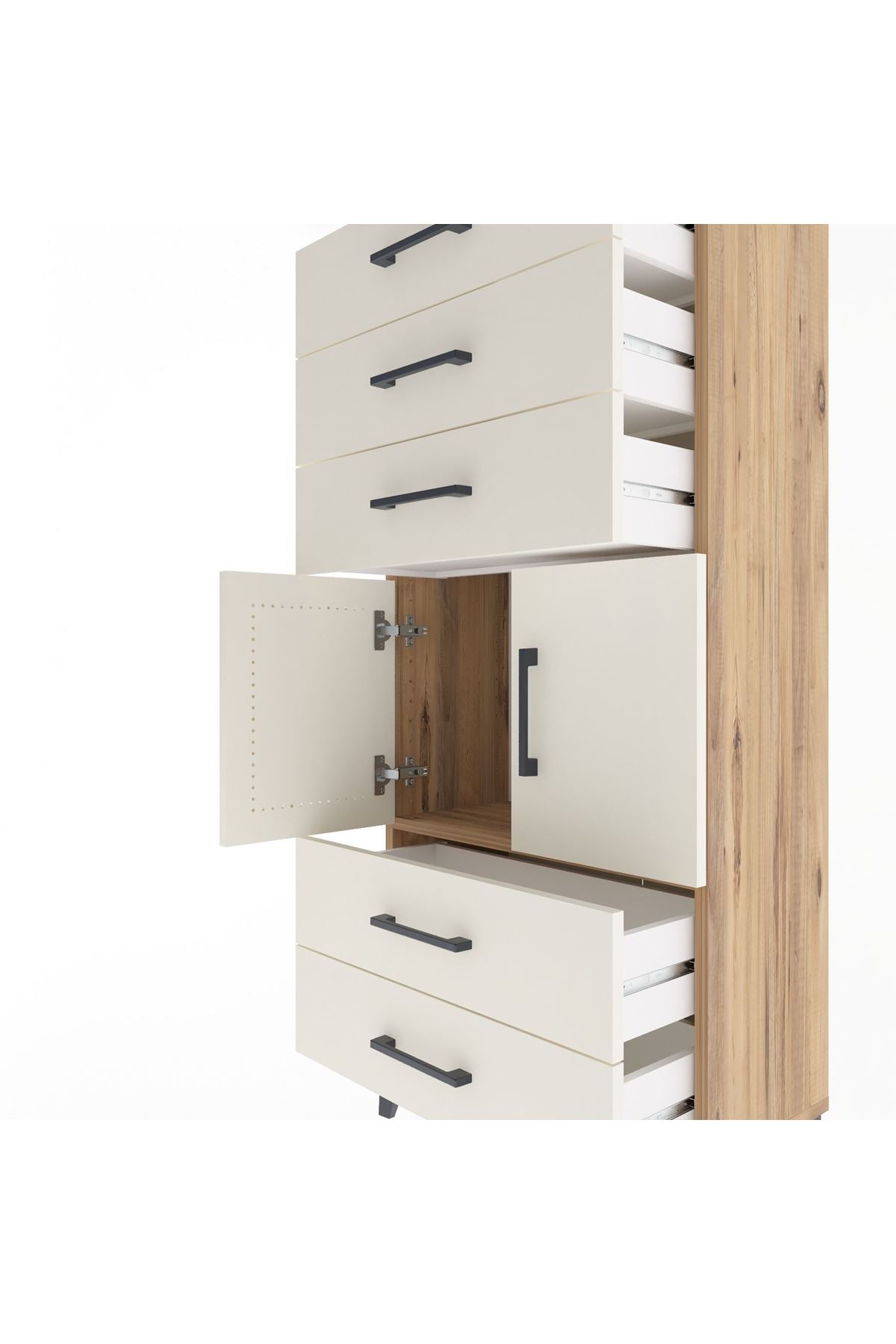Arges Dolap Tek Raflı 5 Çekmeceli 2 Kapaklı 60x30x134 - S17M127V7A