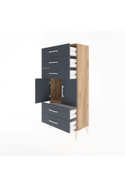 Arges Dolap Tek Raflı 5 Çekmeceli 2 Kapaklı 60x30x134 - S17M127V8A