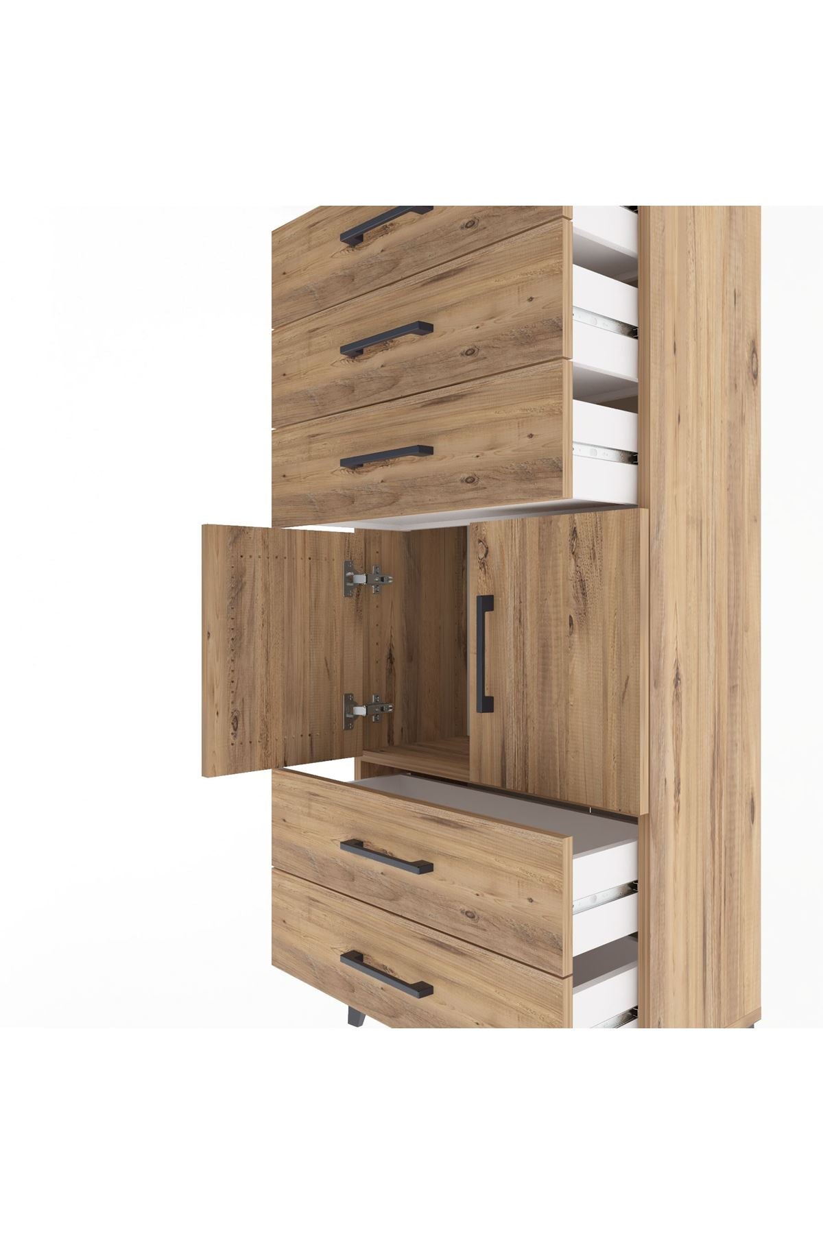 Arges Dolap Tek Raflı 5 Çekmeceli 2 Kapaklı 60x30x134 - S17M127V9A