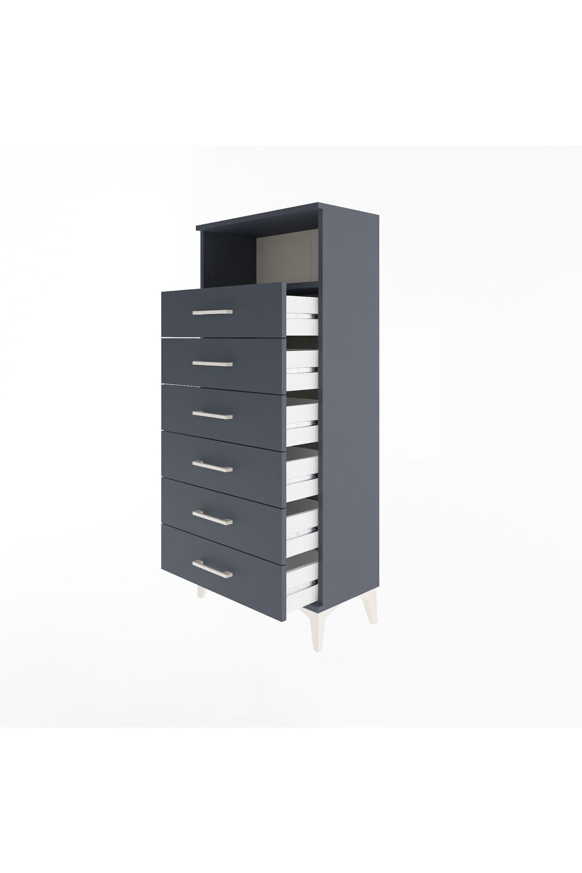 Arges Dolap Tek Raflı 6 Çekmeceli 60x30x134 - S17M129V5A
