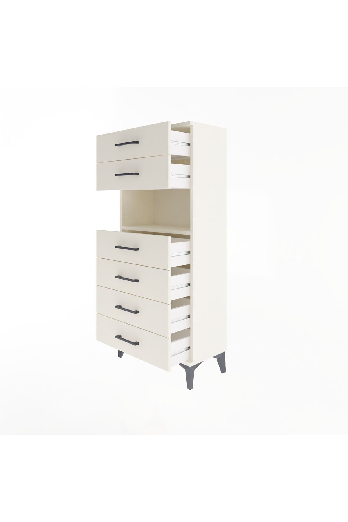 Arges Dolap Tek Raflı 6 Çekmeceli 60x30x134 - S17M130V1A