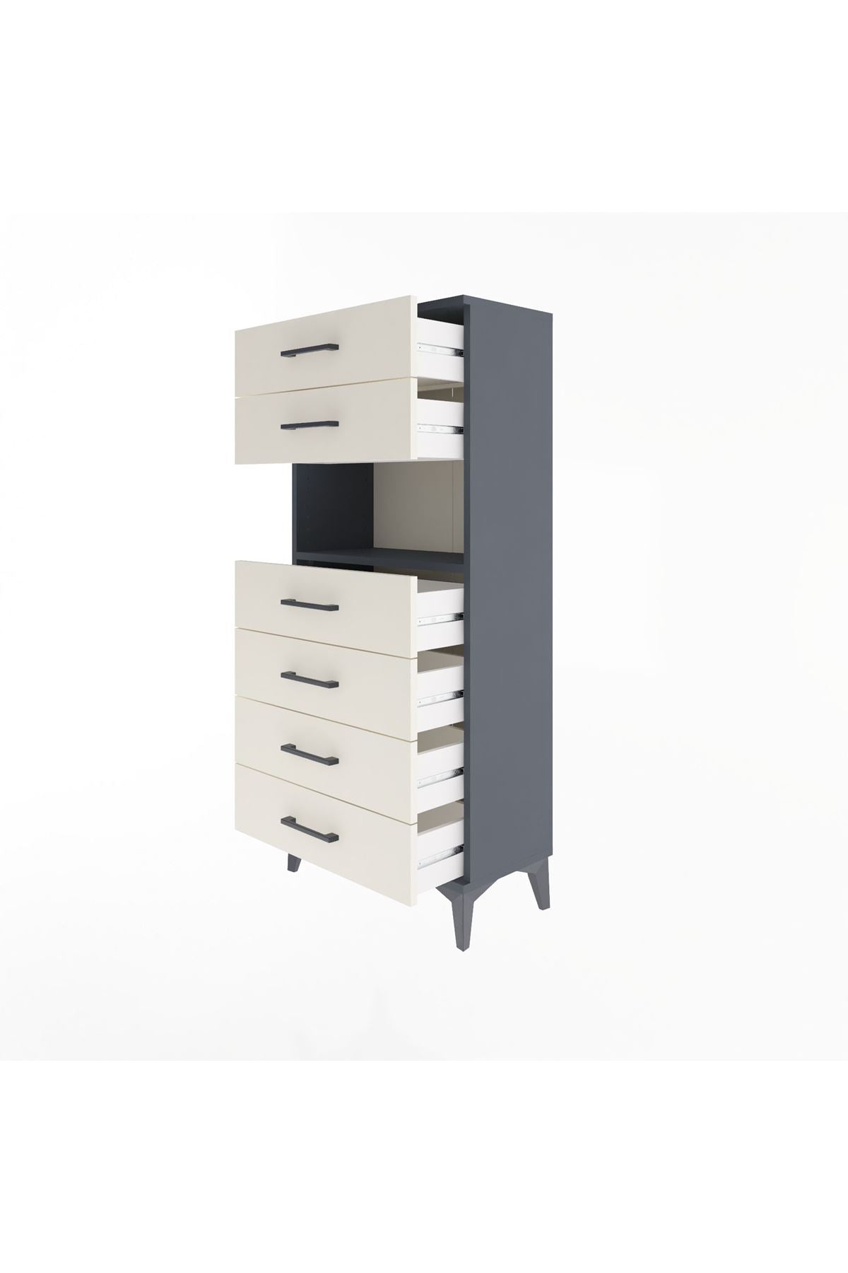 Arges Dolap Tek Raflı 6 Çekmeceli 60x30x134 - S17M130V4A