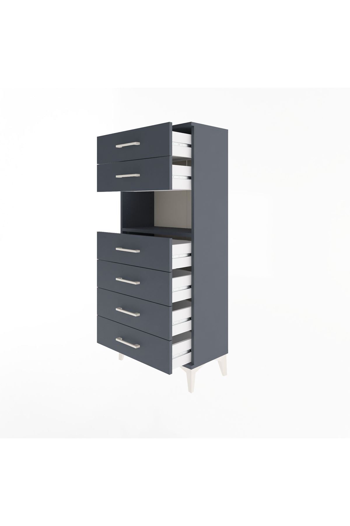 Arges Dolap Tek Raflı 6 Çekmeceli 60x30x134 - S17M130V5A