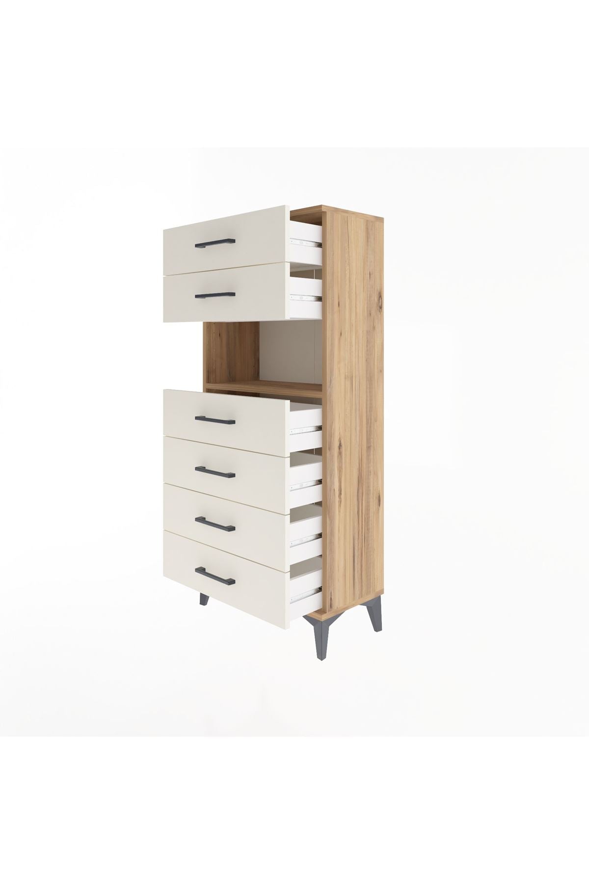 Arges Dolap Tek Raflı 6 Çekmeceli 60x30x134 - S17M130V7A
