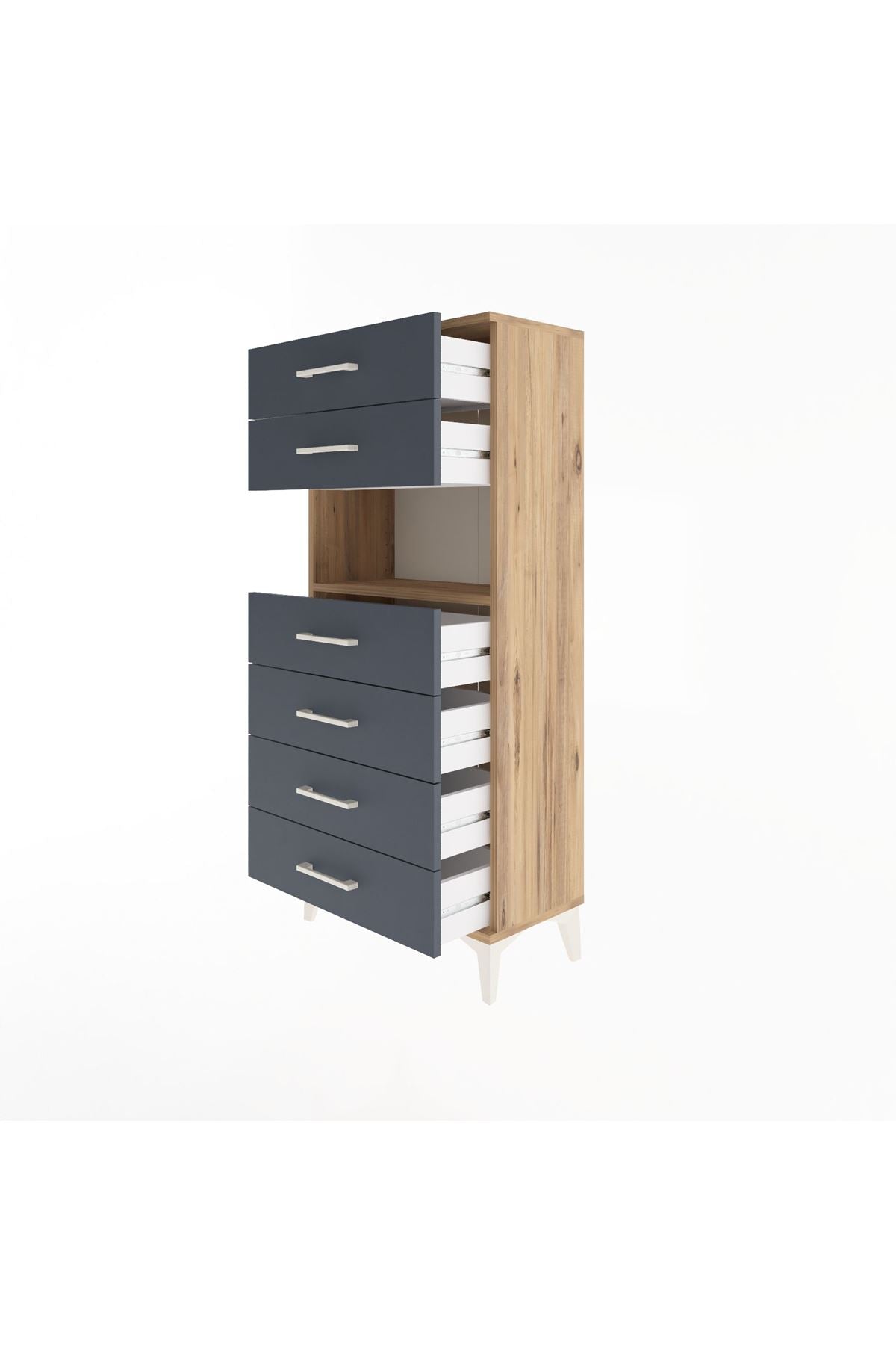 Arges Dolap Tek Raflı 6 Çekmeceli 60x30x134 - S17M130V8A