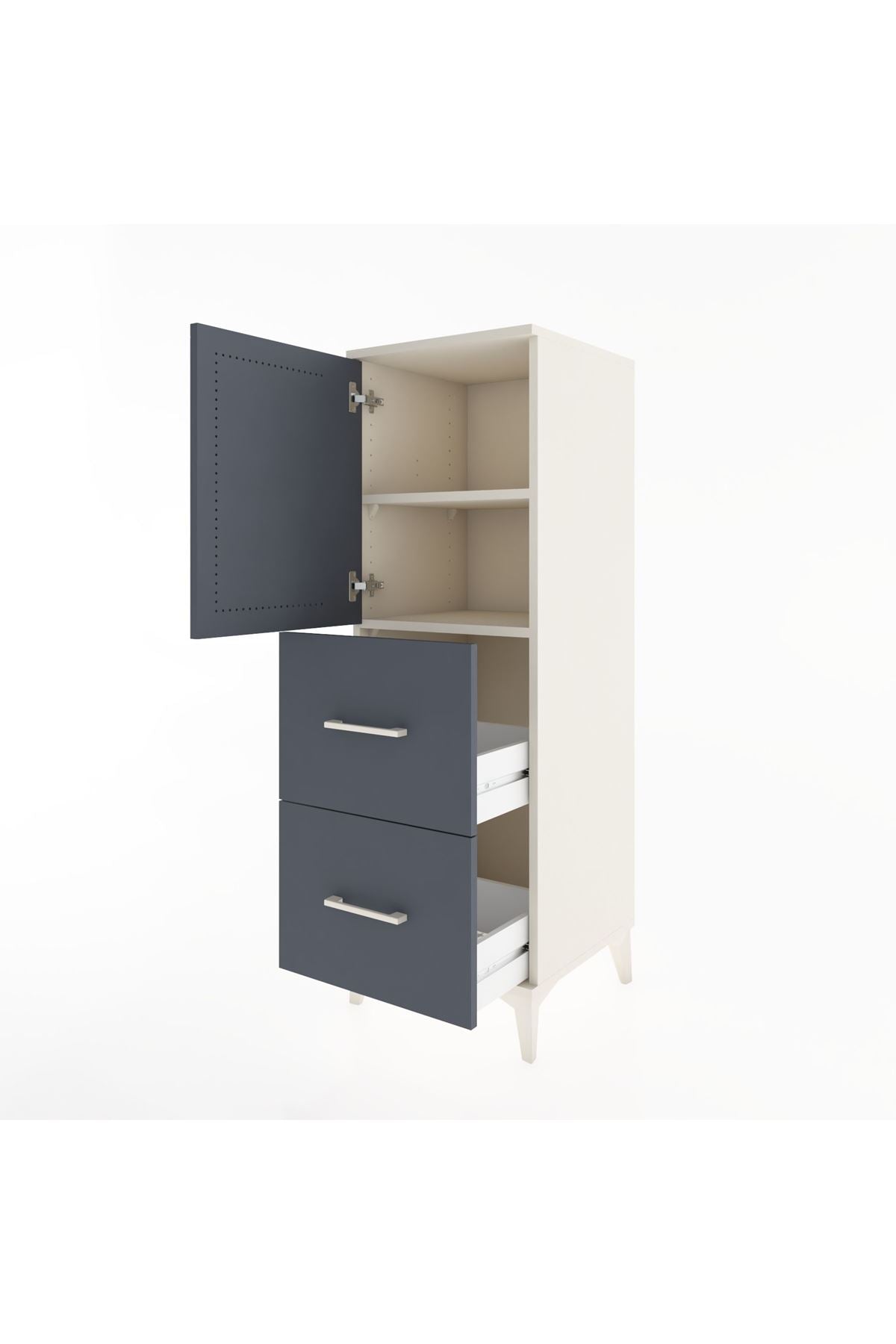 Hyperion Dolap 2 Raflı 2 Çekmeceli Tek Kapaklı 44x44x134 - S49M001V2B