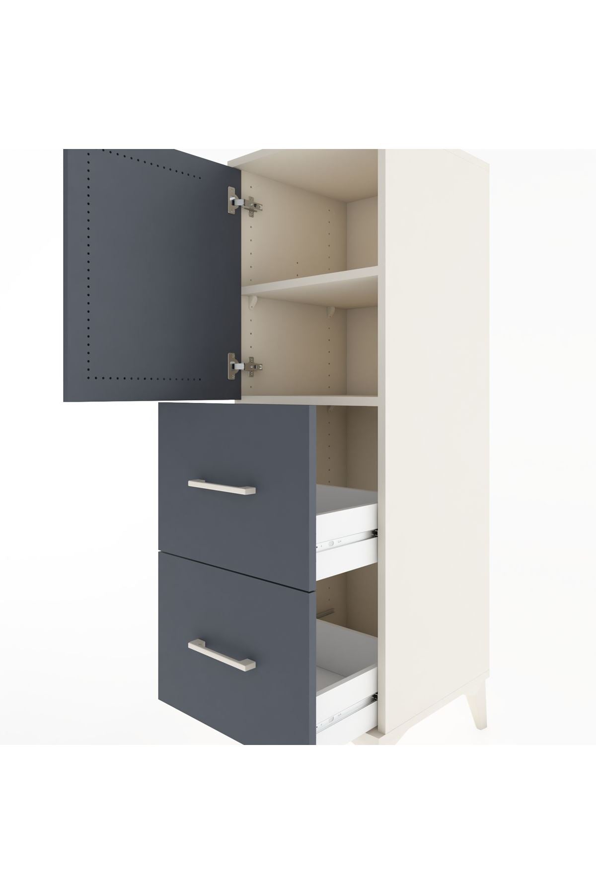 Hyperion Dolap 2 Raflı 2 Çekmeceli Tek Kapaklı 44x44x134 - S49M001V2B