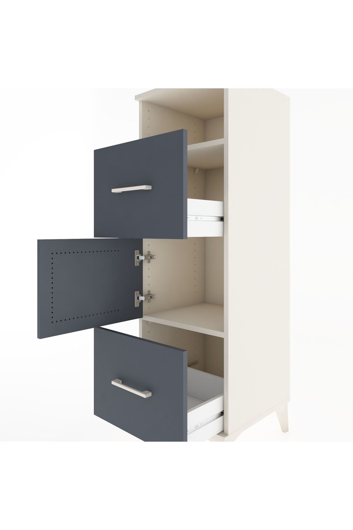 Hyperion Dolap 2 Raflı 2 Çekmeceli Tek Kapaklı 44x44x134 - S49M002V2B