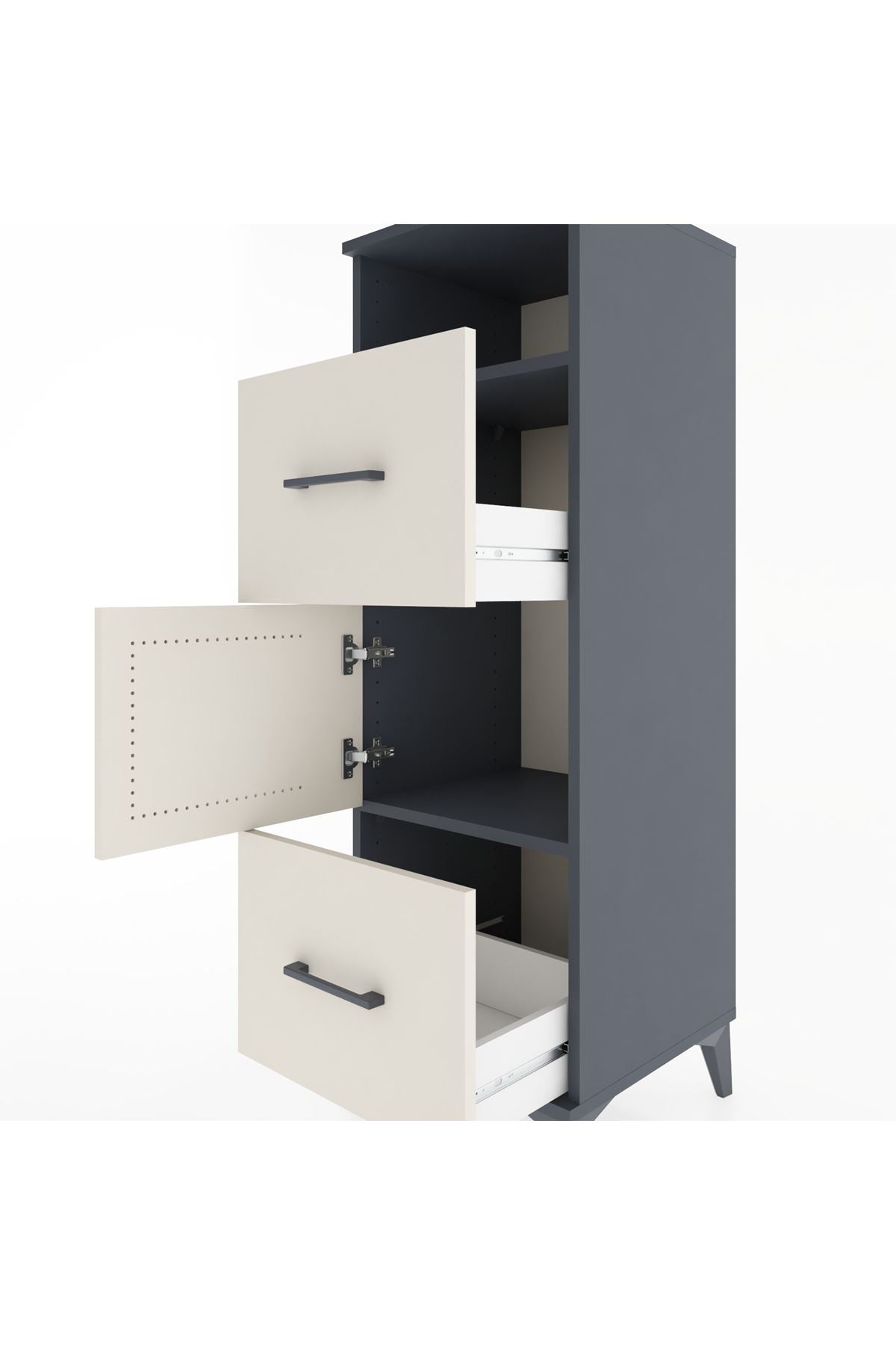 Hyperion Dolap 2 Raflı 2 Çekmeceli Tek Kapaklı 44x44x134 - S49M002V4B