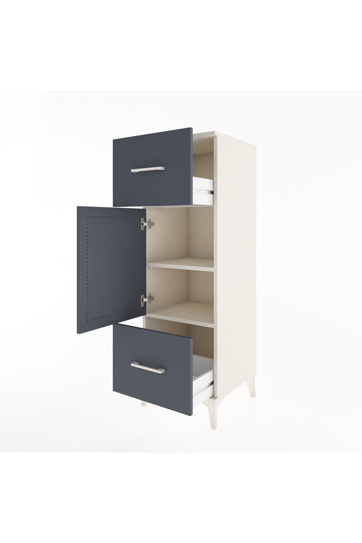 Hyperion Dolap 2 Raflı 2 Çekmeceli Tek Kapaklı 44x44x134 - S49M003V2B