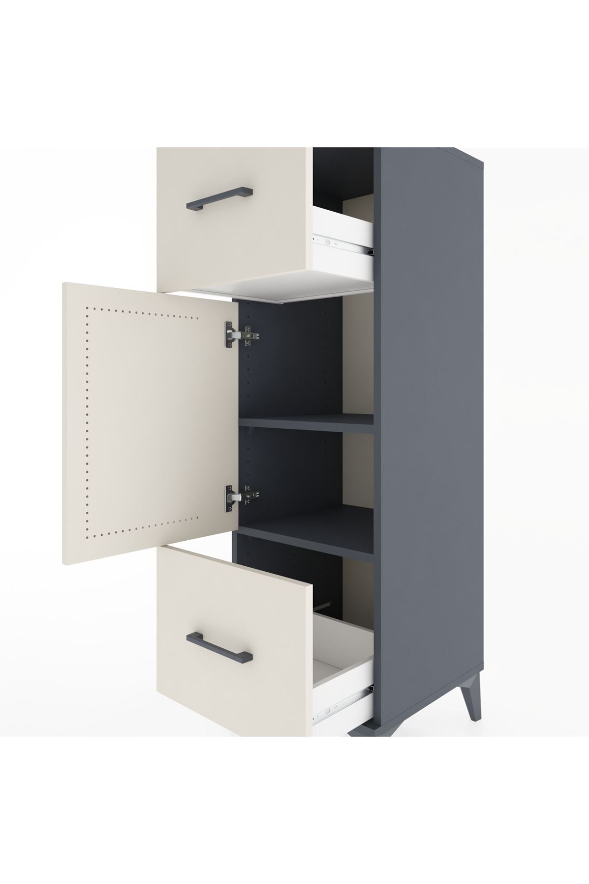 Hyperion Dolap 2 Raflı 2 Çekmeceli Tek Kapaklı 44x44x134 - S49M003V4B