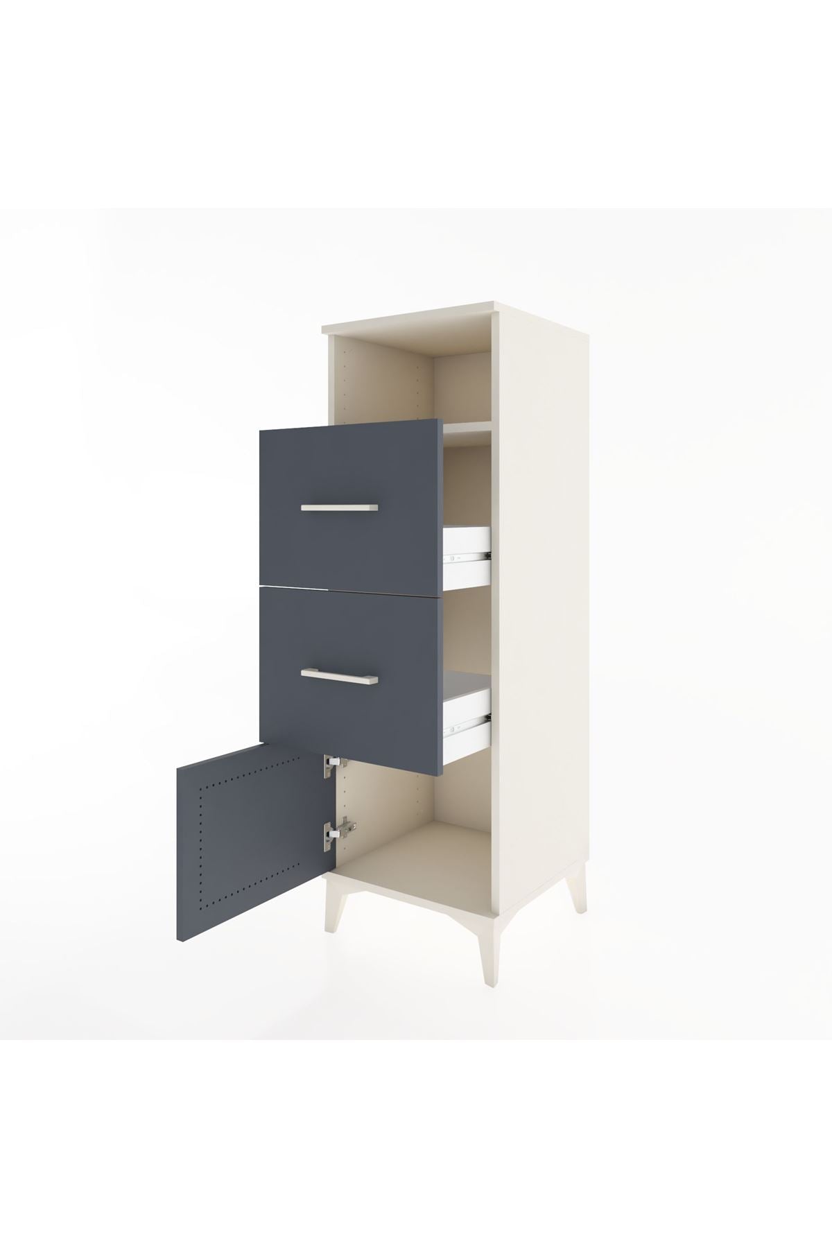 Hyperion Dolap Tek Raflı 2 Çekmeceli Tek Kapaklı 44x44x134 - S49M004V2B