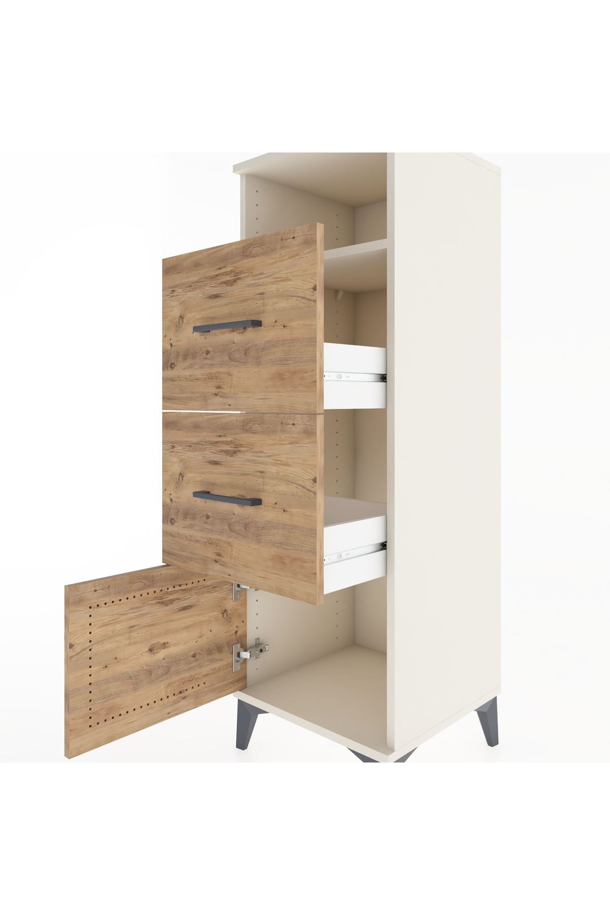 Hyperion Dolap Tek Raflı 2 Çekmeceli Tek Kapaklı 44x44x134 - S49M004V3B