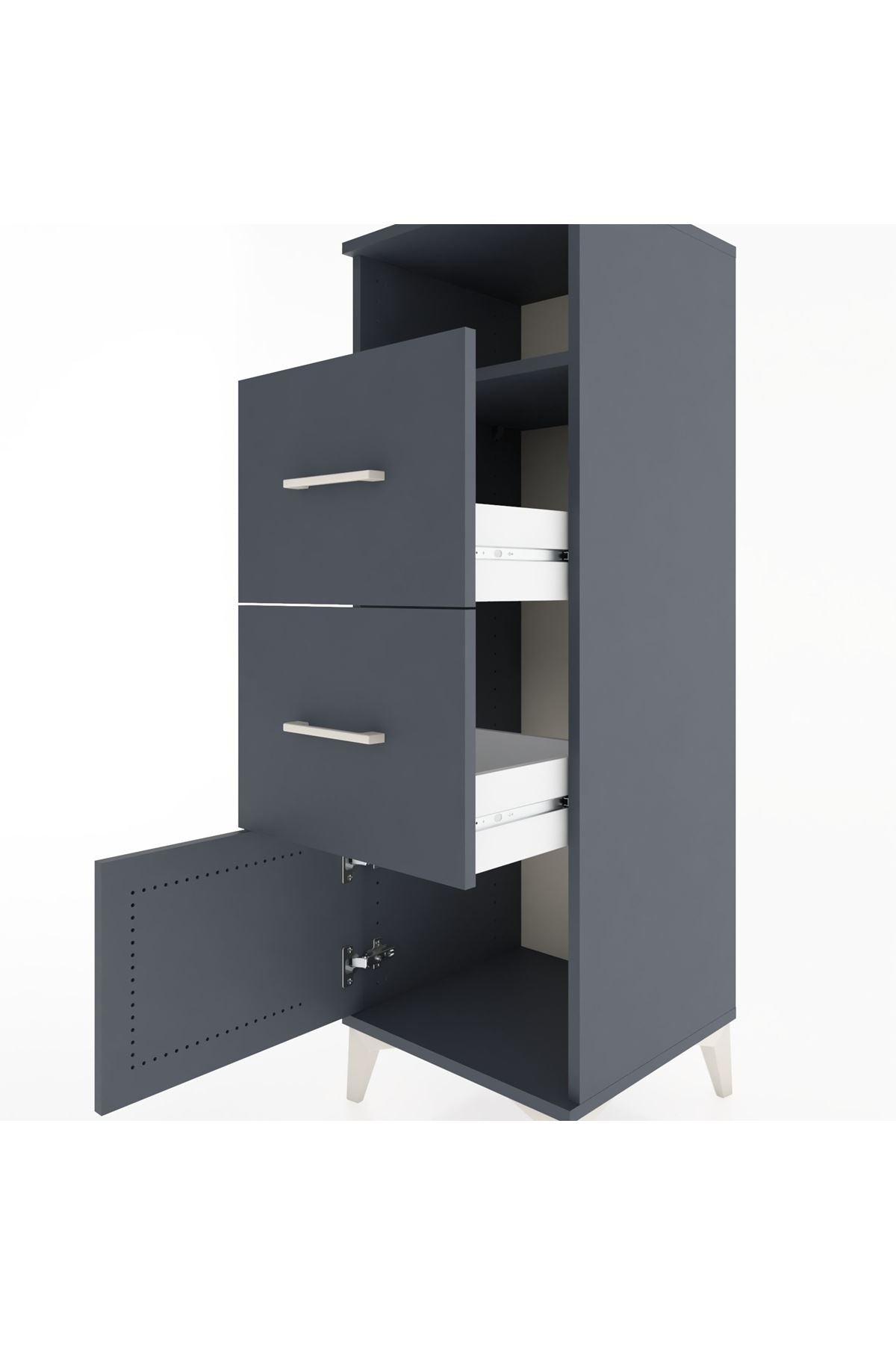 Hyperion Dolap Tek Raflı 2 Çekmeceli Tek Kapaklı 44x44x134 - S49M004V5B