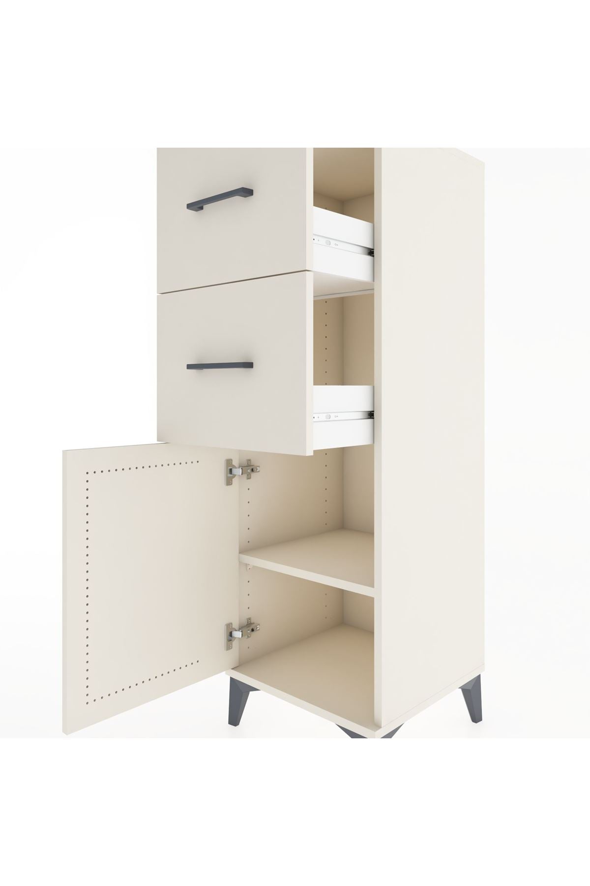 Hyperion Dolap Tek Raflı 2 Çekmeceli Tek Kapaklı 44x44x134 - S49M005V1B