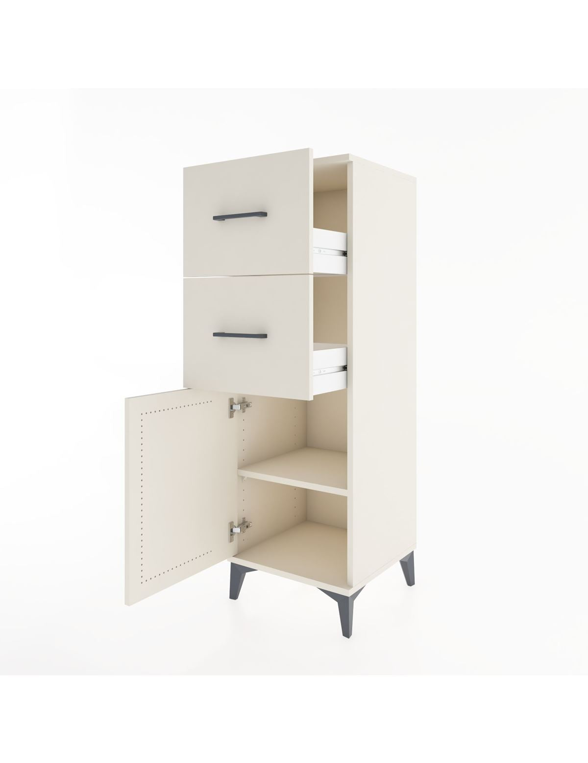 Hyperion Dolap Tek Raflı 2 Çekmeceli Tek Kapaklı 44x44x134 - S49M005V1B