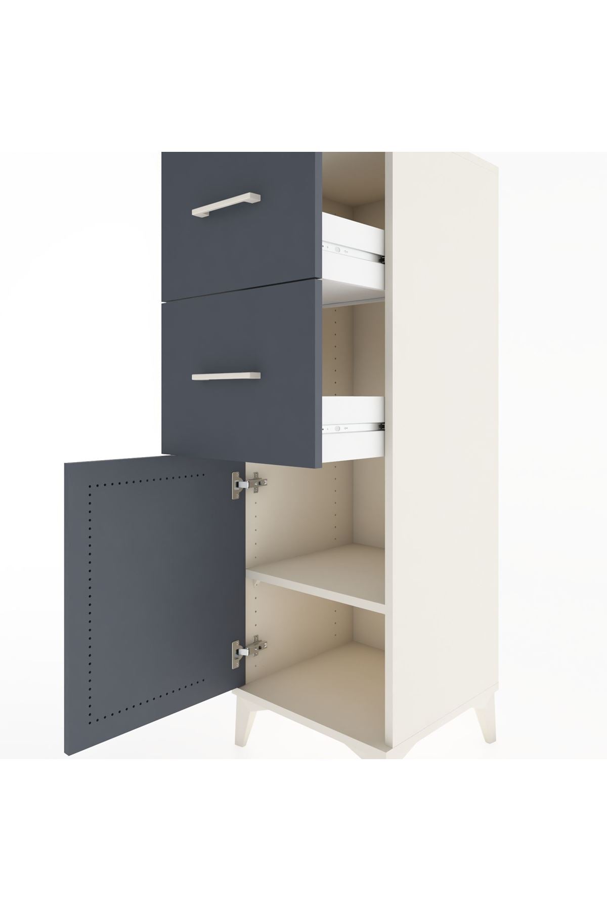 Hyperion Dolap Tek Raflı 2 Çekmeceli Tek Kapaklı 44x44x134 - S49M005V2B